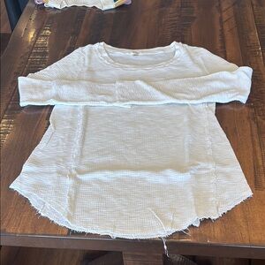 White Textured Long Sleeve Top